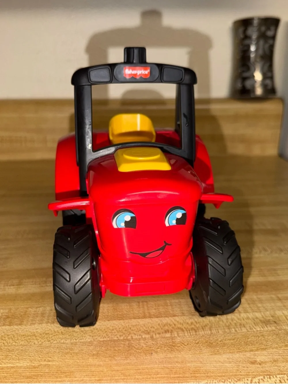 2019 Fisher-Price Red and Black Smiling Tractor‎ Toy with Seat makes noise